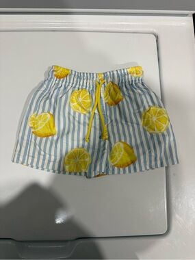 Sal & Pimenta Lemon Stripe Swim Shorts - Yellow & Light Blue